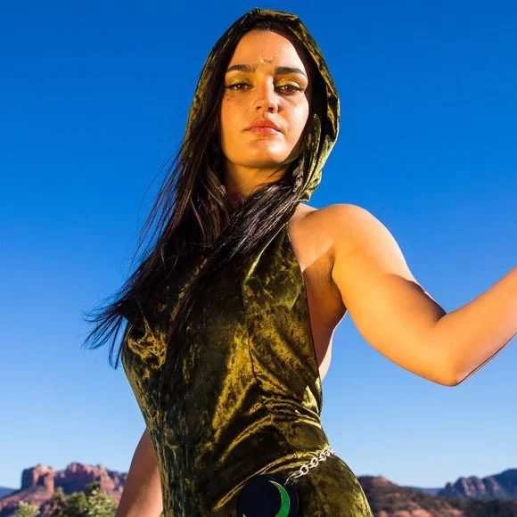 Emerald Green Velvet Hooded Jumpsuit - Warrior Within De… - Picture 3 of 6